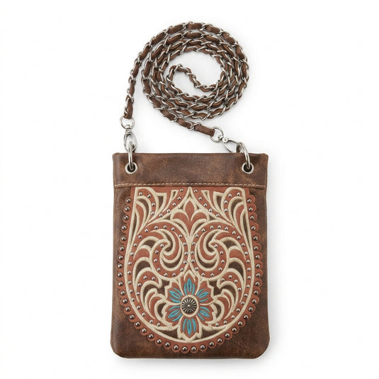 Rainbow Purse 16 - Brown with Floral Design