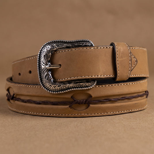 B1050 - RockinLeather Distressed Brown Cowhide with Barbed Inlay