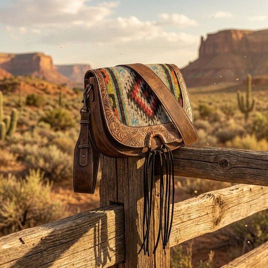 23123531 - Justin Ladies Saddle Bag Southwestern Blanket W/ Tooling