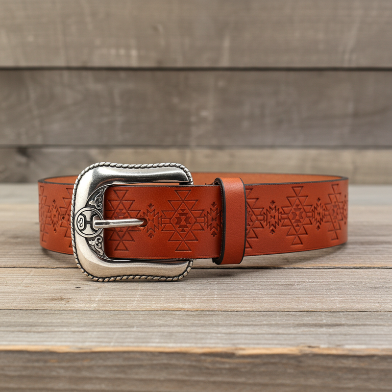 Load image into Gallery viewer, HMBLT044 - Hooey Classic Bomber 1.5&quot; Tan Leather Belt with Monterey Embossed Pattern
