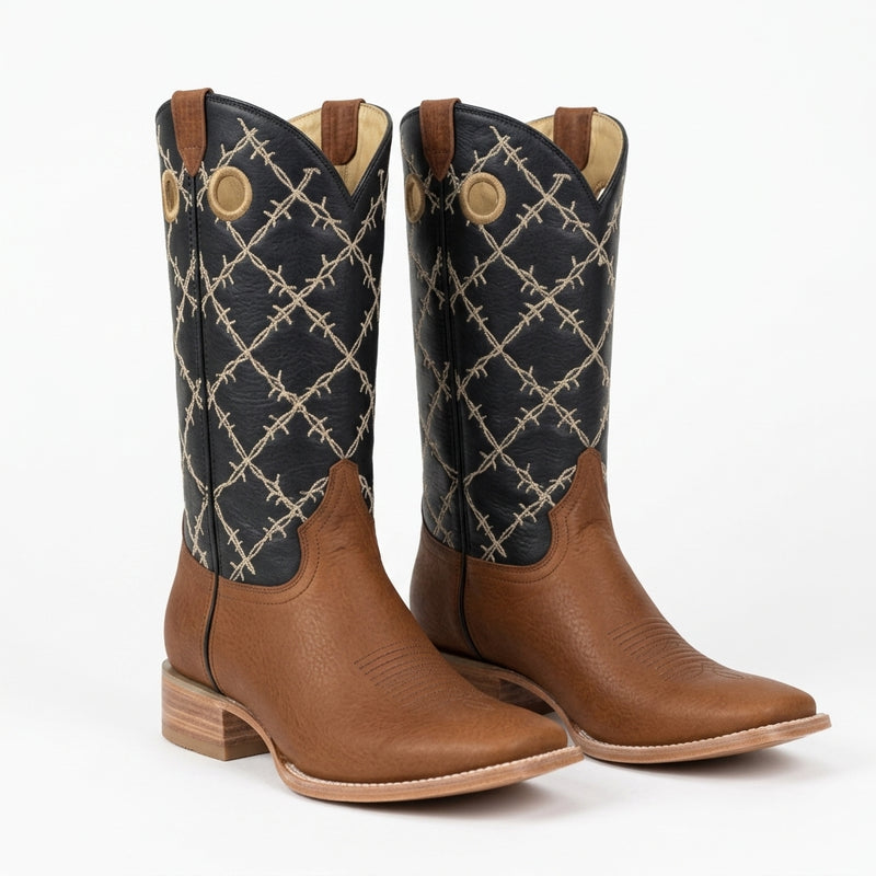 Load image into Gallery viewer, 1240 - RockinLeather Men's Honey Brown Cowhide Boot W/Barbed Wire Upper
