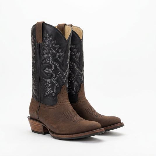 1228 - RockinLeather Men's Round Toe Gaucho Brown Western Boot