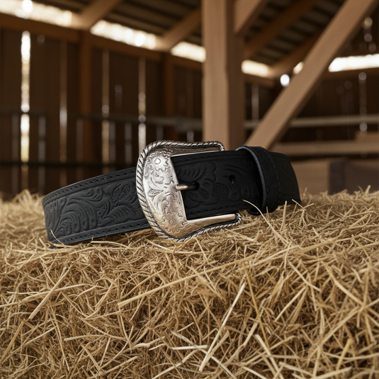 CP1006 - Cowboy Prayer Black Cowhide Leather Belt
