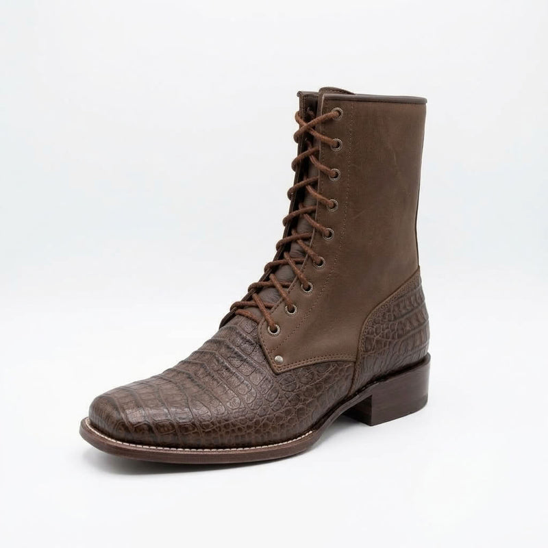 Load image into Gallery viewer, CP5002 - Cowboy Prayer Men's Gator Print Lace Up Packer Boots
