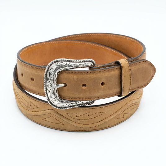 B34 - RockinLeather Crazy Tan Cowhide Leather Belt