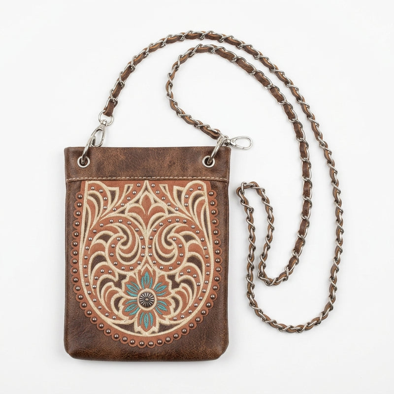 Load image into Gallery viewer, Rainbow Purse 16 - Brown with Floral Design
