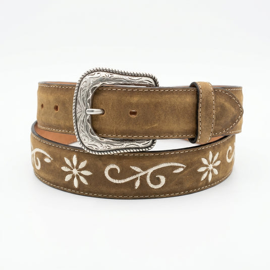 B28 - RockinLeather Crazy Tan Belt with Embroidery