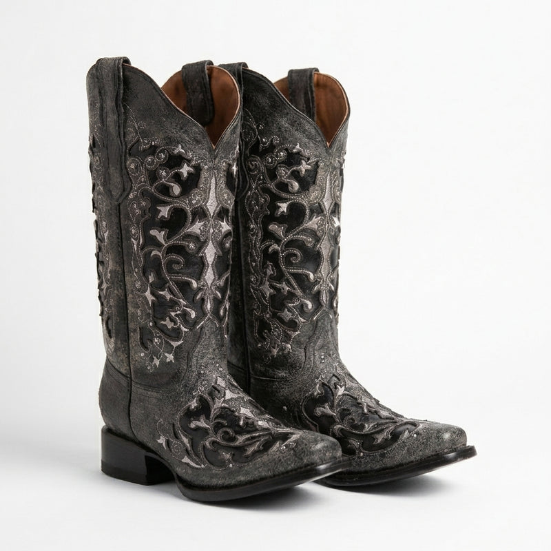 Load image into Gallery viewer, 2816 - RockinLeather Women's Black Crater Square Toe Western Boot
