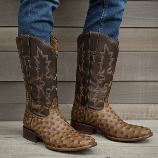 CP5003 - Cowboy Prayer Men's Ostrich Print Western Boot