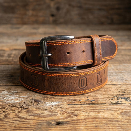B1020 - RockinLeather Distressed Cowhide Leather Belt with 