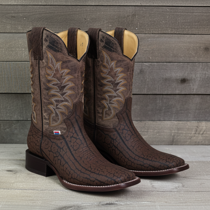 1245 - RockinLeather Men's Chocolate Bull Shoulder Western Boot