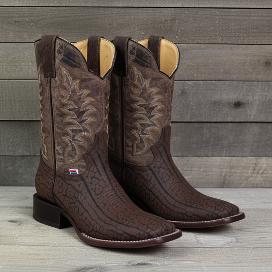 1245 - RockinLeather Men's Chocolate Bull Shoulder Western Boot