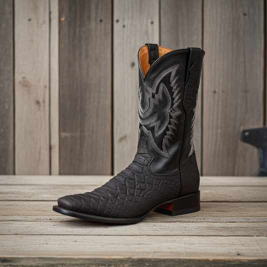 CP1701 - Cowboy Prayer Hand Crafted Black Python Print Cowboy Boots