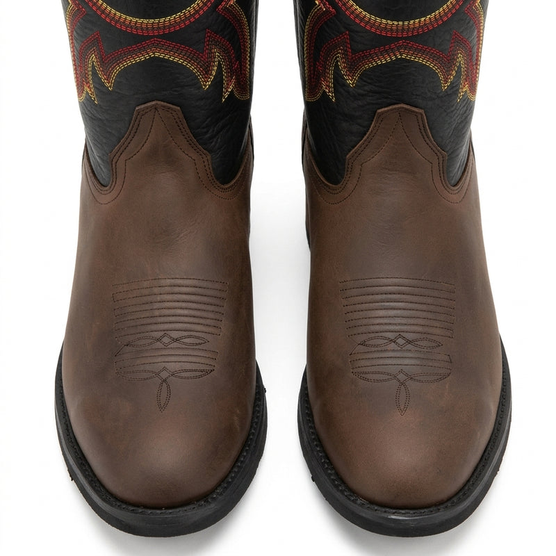 Load image into Gallery viewer, 1256 - RockinLeather Men's R Toe Buckaroo Distressed Brown Western Boot
