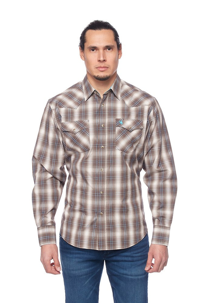 Load image into Gallery viewer, PS400L-461 - Rodeo Clothing Men's Plaid Long Sleeve Snap Shirt
