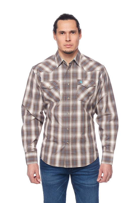 PS400L-461 - Rodeo Clothing Men's Plaid Long Sleeve Snap Shirt