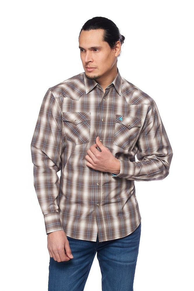 Load image into Gallery viewer, PS400L-461 - Rodeo Clothing Men's Plaid Long Sleeve Snap Shirt
