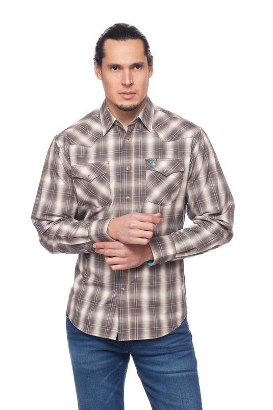 PS400L-461 - Rodeo Clothing Men's Plaid Long Sleeve Snap Shirt