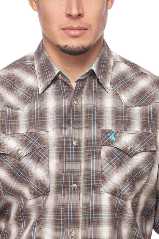 PS400L-461 - Rodeo Clothing Men's Plaid Long Sleeve Snap Shirt