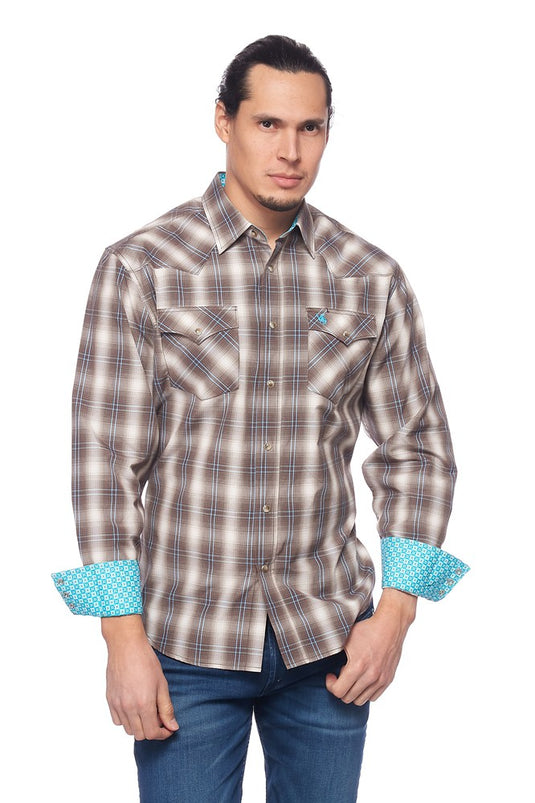 PS400L-461 - Rodeo Clothing Men's Plaid Long Sleeve Snap Shirt