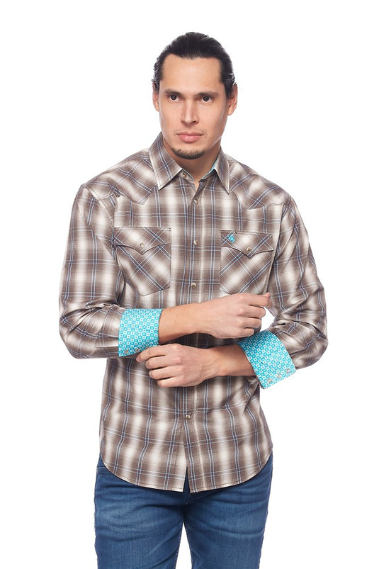 PS400L-461 - Rodeo Clothing Men's Plaid Long Sleeve Snap Shirt