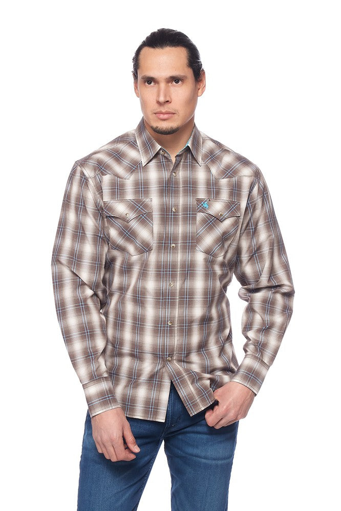 Load image into Gallery viewer, PS400L-461 - Rodeo Clothing Men's Plaid Long Sleeve Snap Shirt
