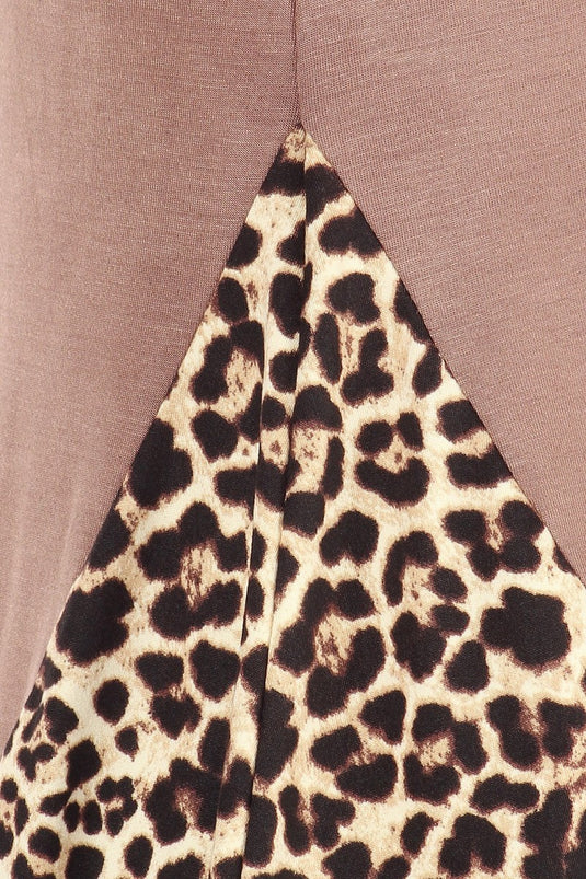 MOATSHT9 - Ladies Solid And Cheetah Print Tunic