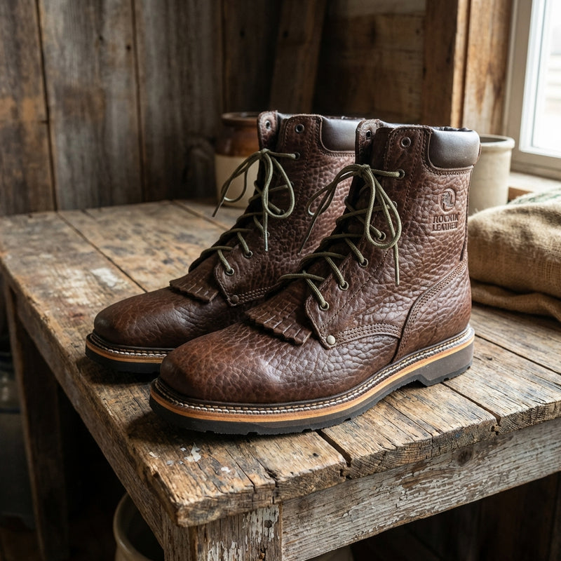 Load image into Gallery viewer, 5501 - RockinLeather Lace Up Square Toe Steel Toe Work Boot
