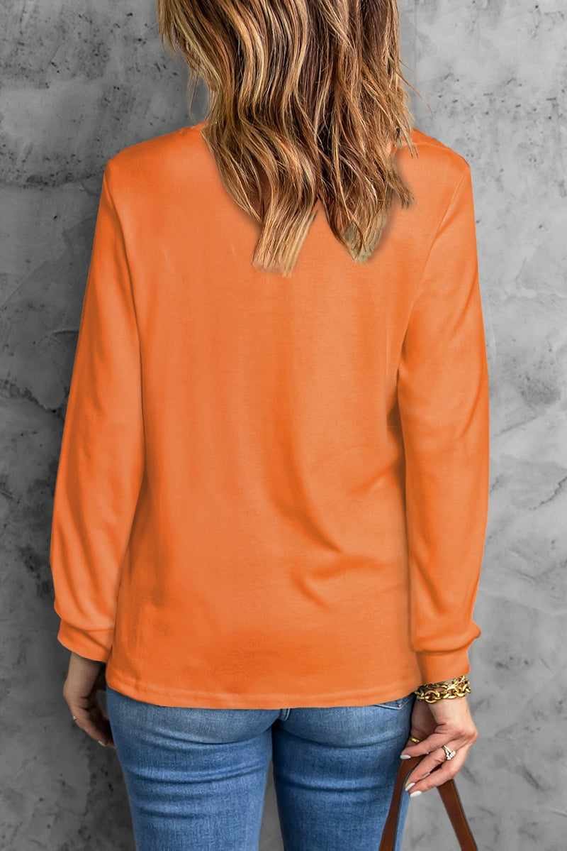 Load image into Gallery viewer, DLLS901 - Ladies Orange Plain Crew Neck Long Sleeve Top
