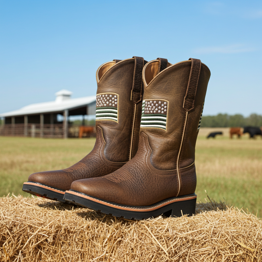 5016 - RockinLeather Men's American Flag Soft Toe Work Boots