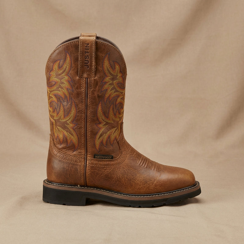 Load image into Gallery viewer, WKL4689 - Justin Ladies Stampede Square Toe Waterproof Western Boot
