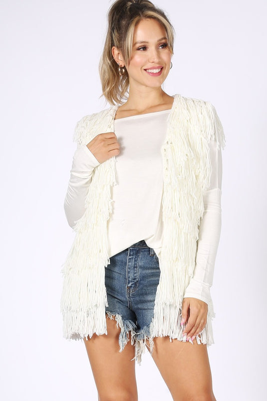 FUNK 1 -  Ladies Ivory Fringe Sweater Vest