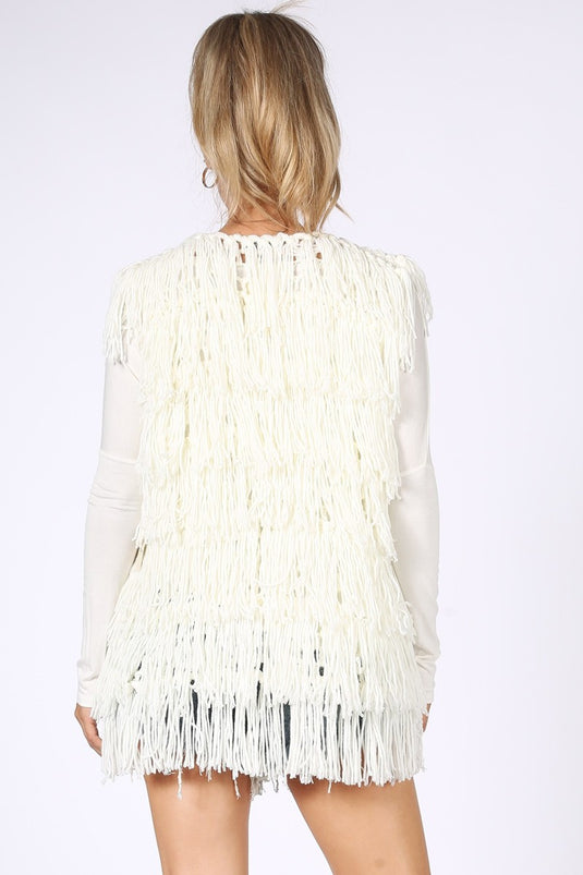 FUNK 1 -  Ladies Ivory Fringe Sweater Vest