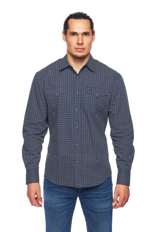 PS100L-160 - Rodeo Clothing Men's Print Long Sleeve Snap Shirt