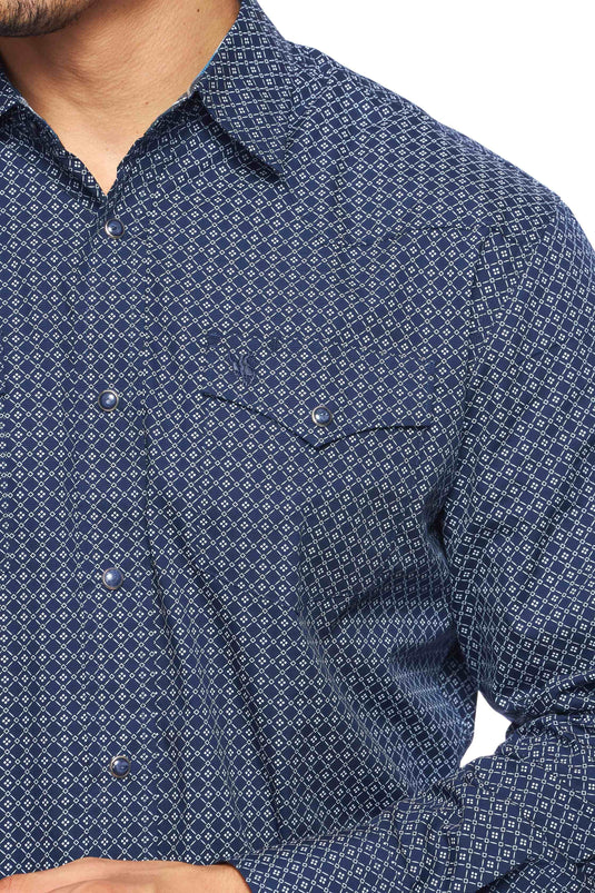 PS100L-160 - Rodeo Clothing Men's Print Long Sleeve Snap Shirt