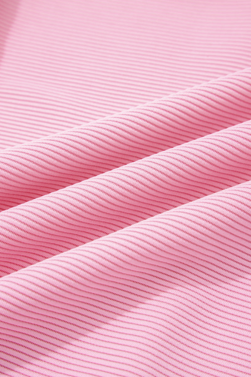 Load image into Gallery viewer, DLLS926 - Ladies Pink Horizontal Ribbed Exposed Seam Detail Drop Shoulder Baggy Pullover
