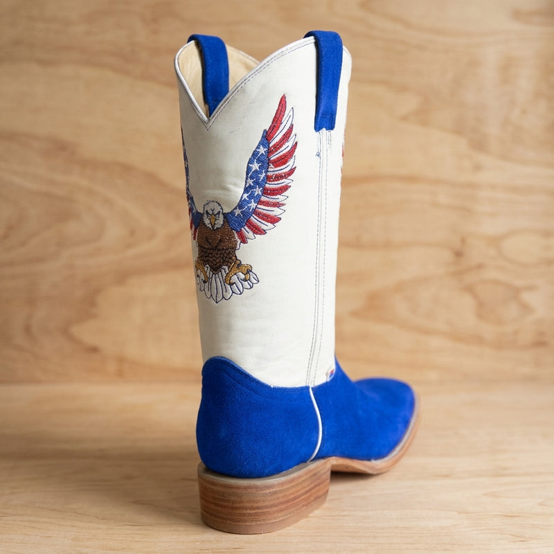 Load image into Gallery viewer, 1242 - RockinLeather Men's Blue Suede Leather Boot W/Eagle Embroidery
