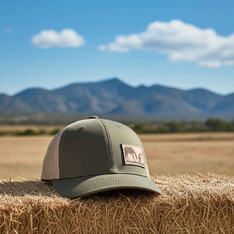 Load image into Gallery viewer, CP118 - Cowboy Prayer Leather Patch Moss/Khaki Cap
