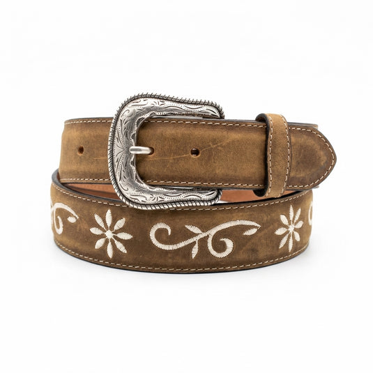 B28 - RockinLeather Crazy Tan Belt with Embroidery