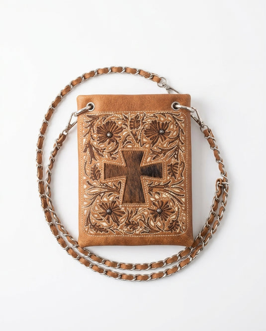 Rainbow Purse 9 - Brown with Cross