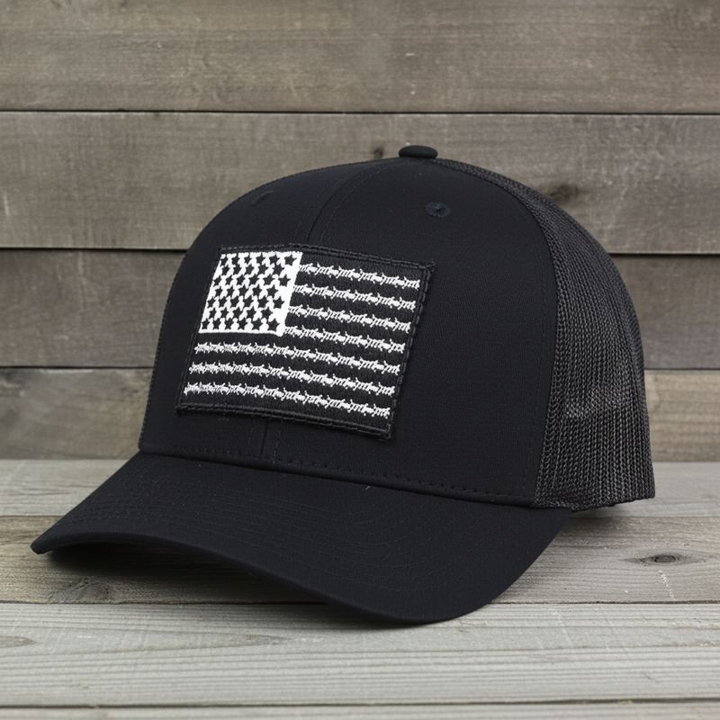 Load image into Gallery viewer, SA133 - Southern Addiction Barbed Wire Flag Black Cap
