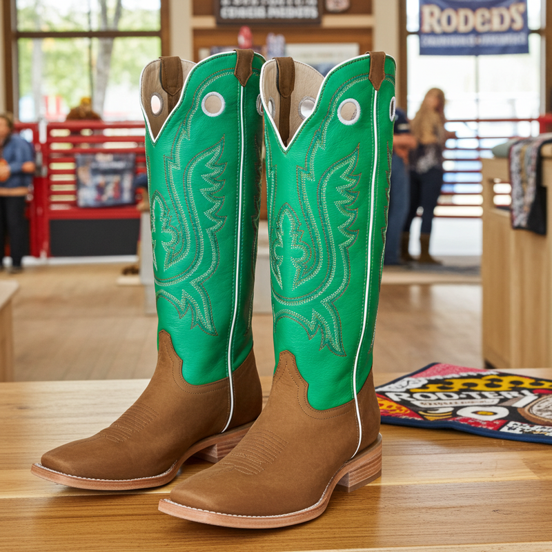 Load image into Gallery viewer, 1107 - RockinLeather Men&#39;s Buckaroo Green Shaft Western Boot
