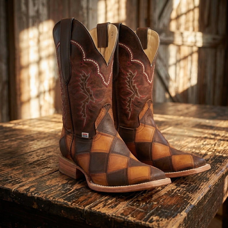 Load image into Gallery viewer, 2201 - RockinLeather Women's Patchwork Square Toe Western Boot
