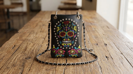 Rainbow Purse 2 - Black Sugar Skull