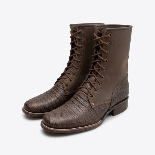 CP5002 - Cowboy Prayer Men's Gator Print Lace Up Packer Boots