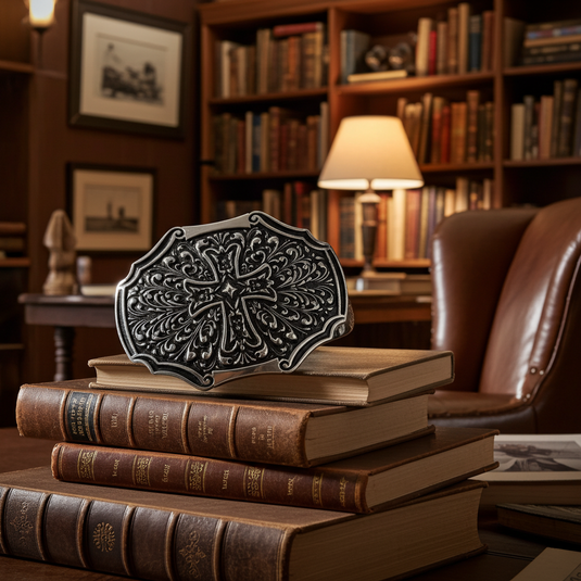 RLB506 - RockinLeather Silver Cross Belt Buckle