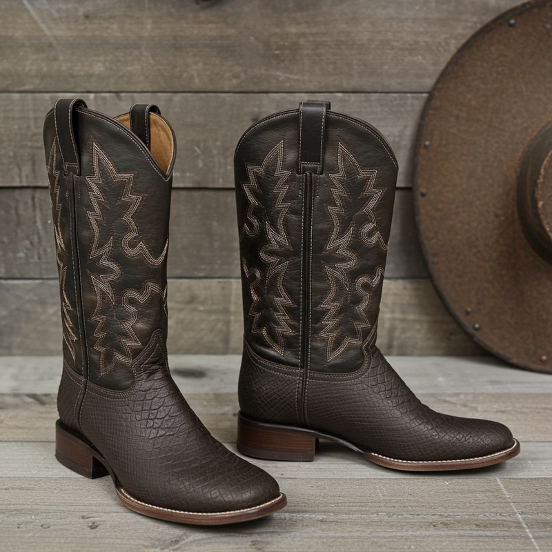 Load image into Gallery viewer, CP5004 - Cowboy Prayer Men&#39;s Chocolate Snake Print Western Boot
