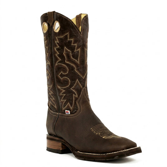 1131 - RockinLeather Men's Square Toe Crazy Flotter Brown Western Boot