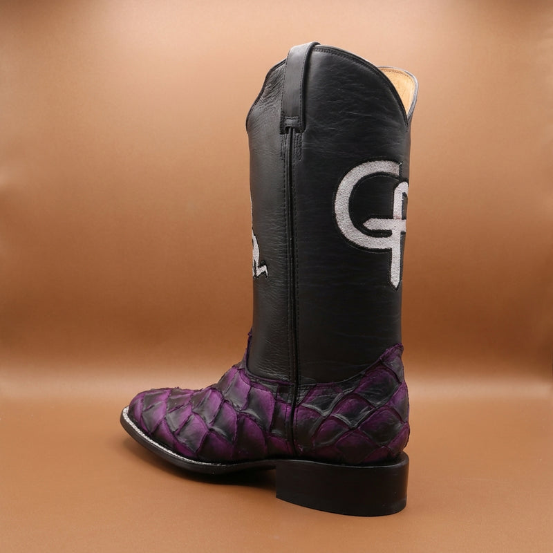 Load image into Gallery viewer, CP5006 - Cowboy Prayer Men's Purple Pirarucu Print Western Boot
