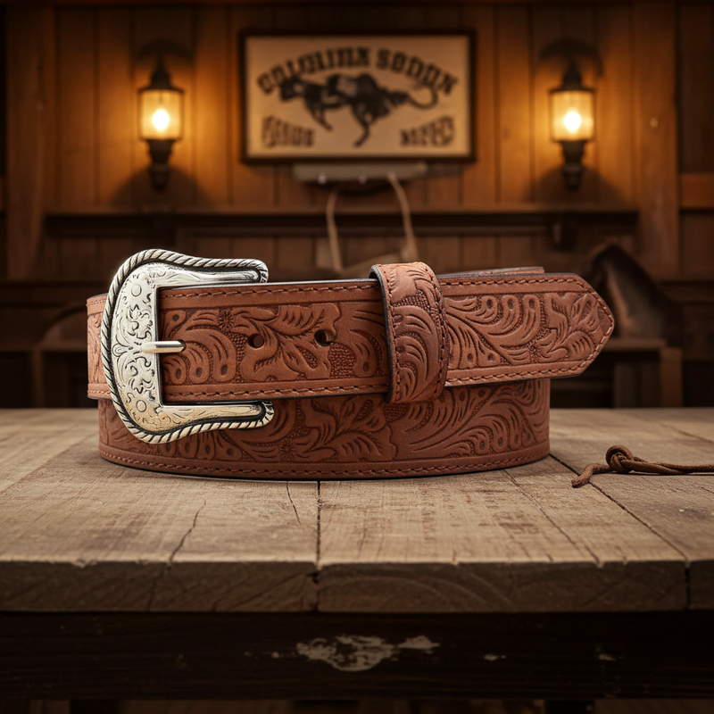 Load image into Gallery viewer, CP1005 - Cowboy Prayer Brown Cowhide Leather Belt
